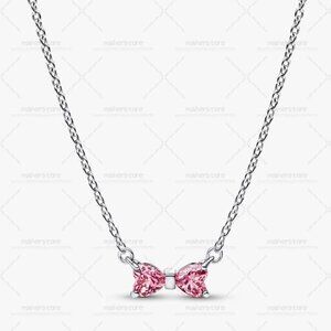 Pandora Sparkling Pink Bow Jewellery Necklace